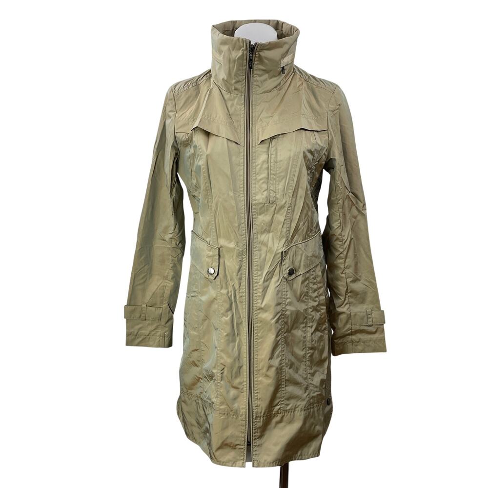 Cole Haan Women's Khaki Long Sleeves Full Zip Utility Trench Coat Jacket Size S